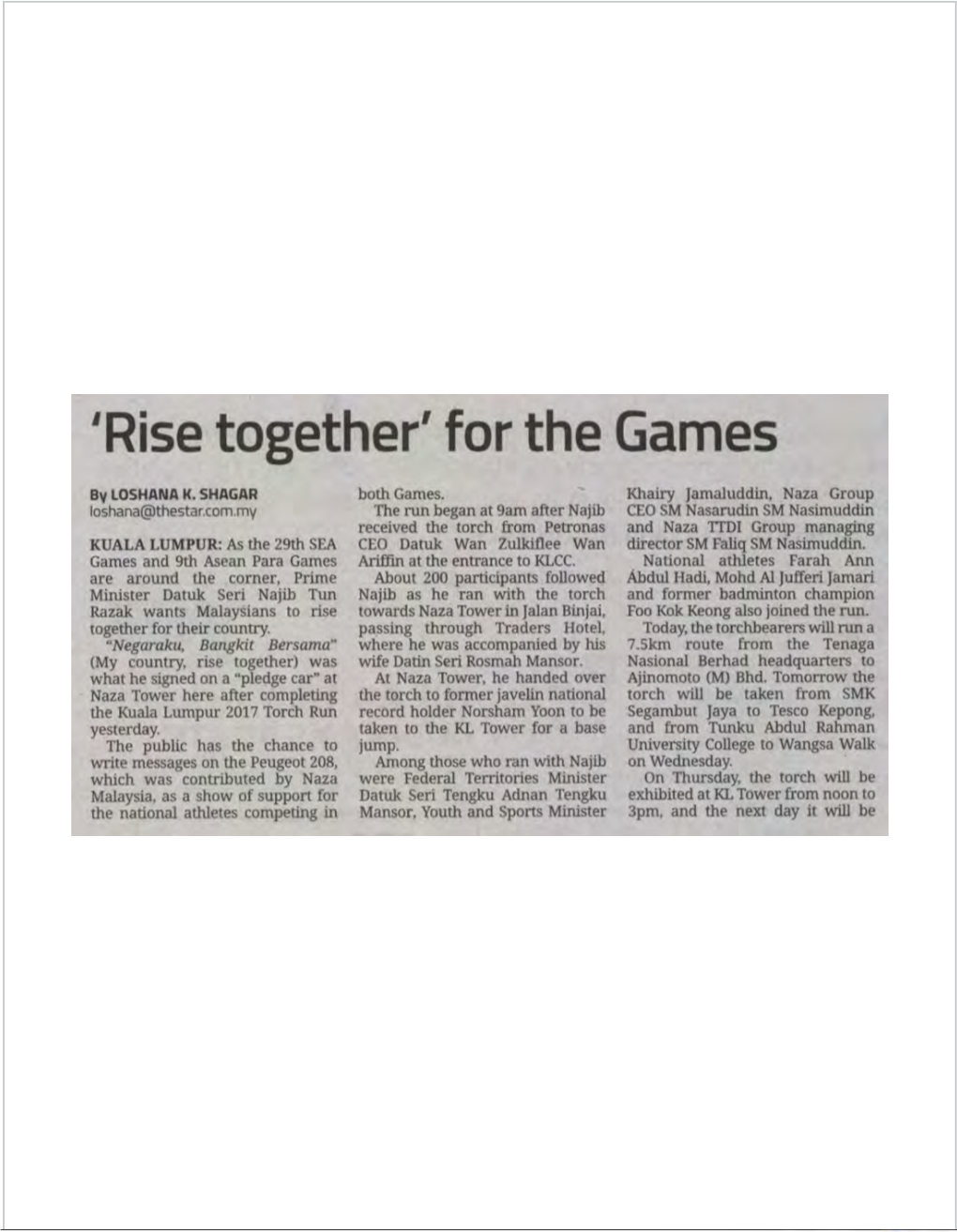 'Rise Together' for the Games