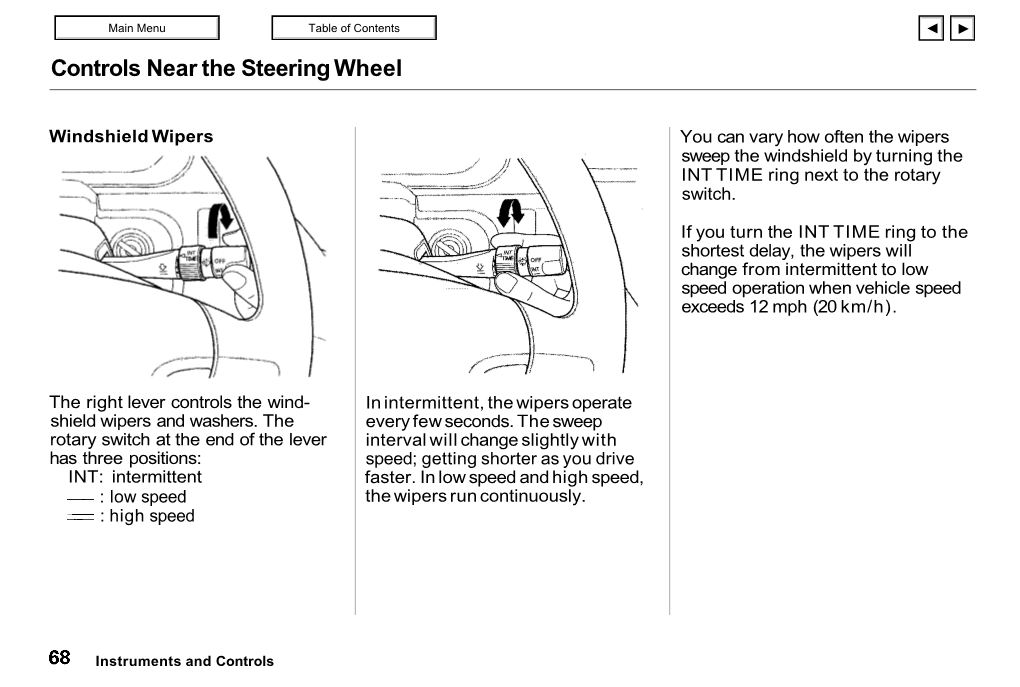 Controls Near the Steering Wheel