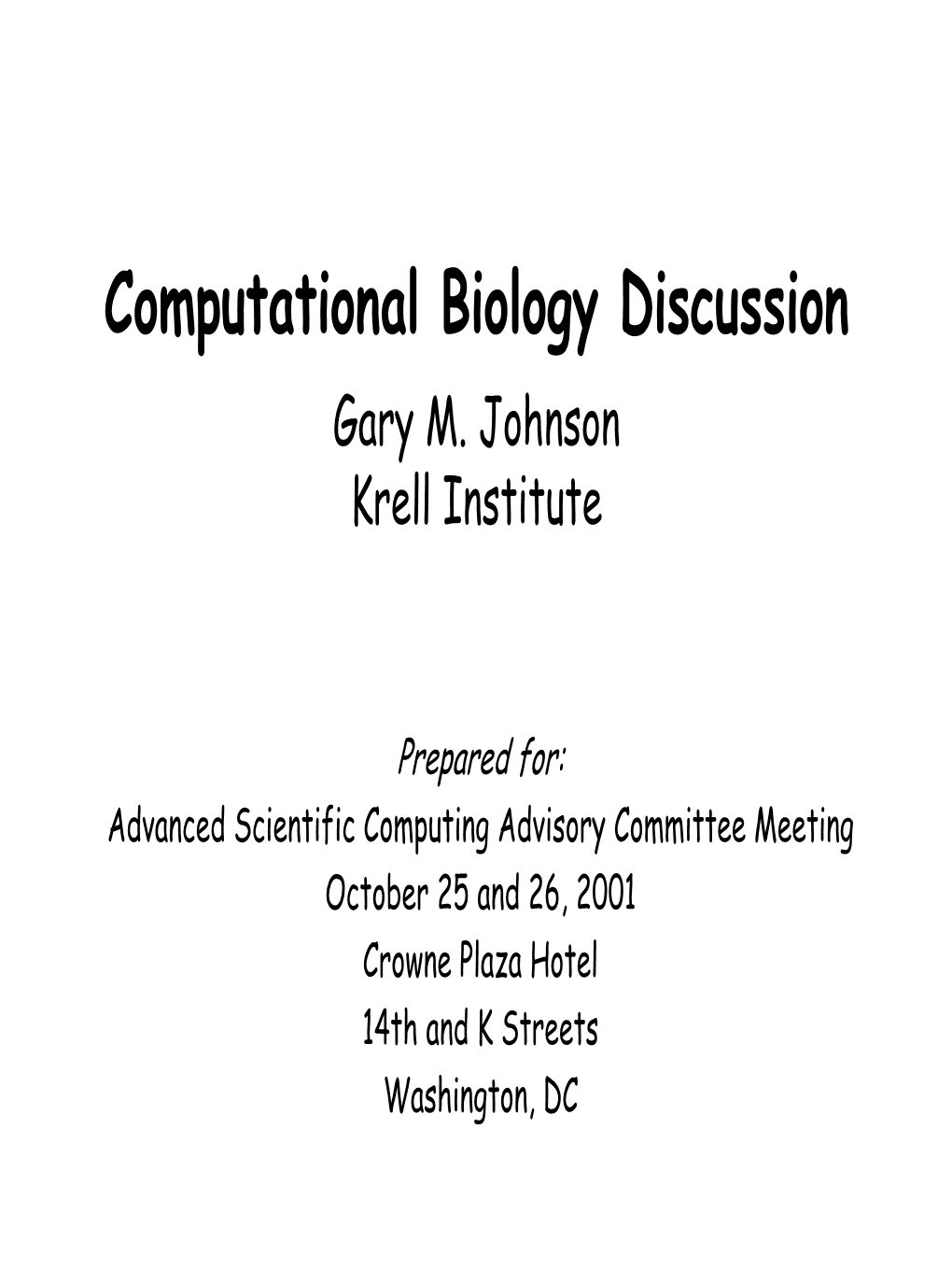 OASCR AC Computational Biology Discussion