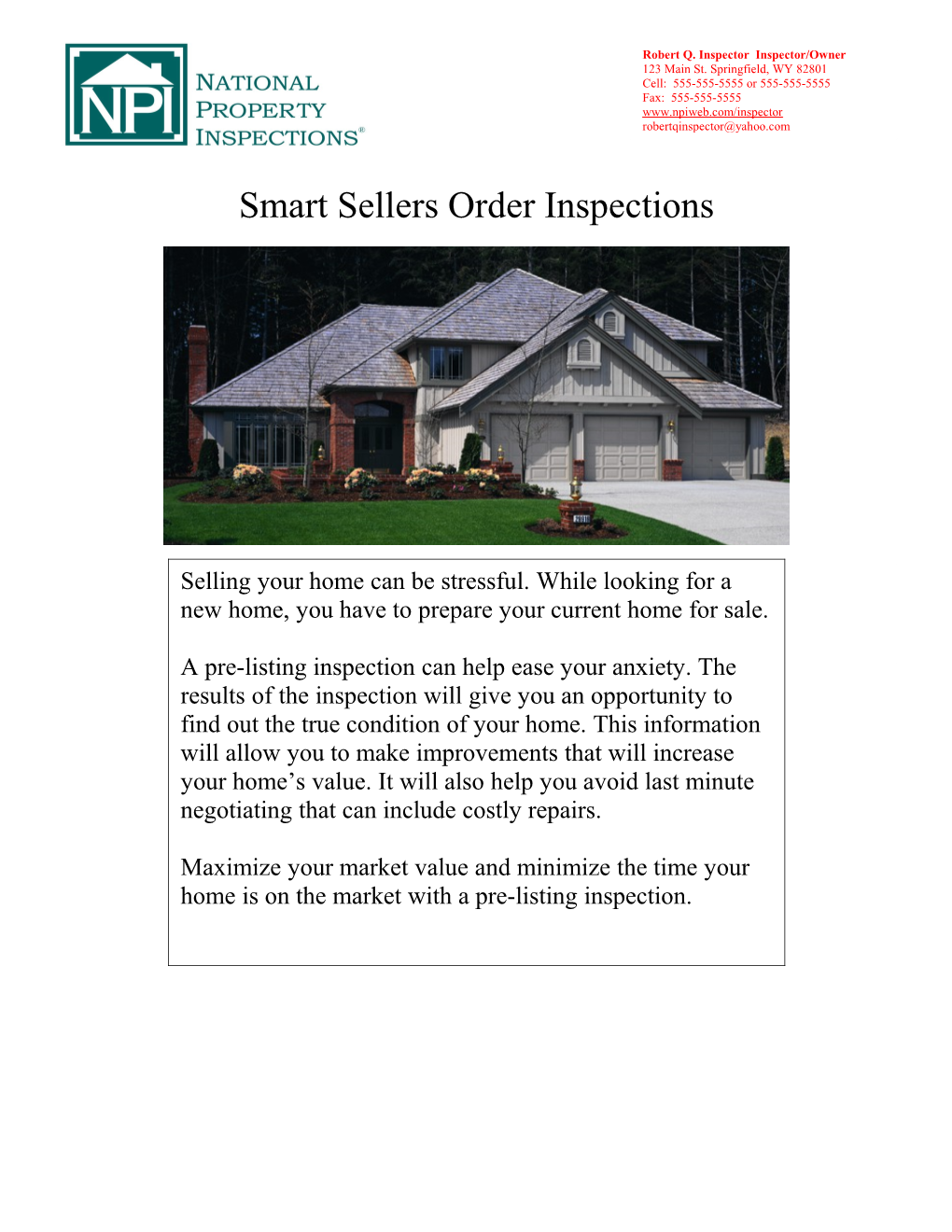 Smart Sellers Order Inspections