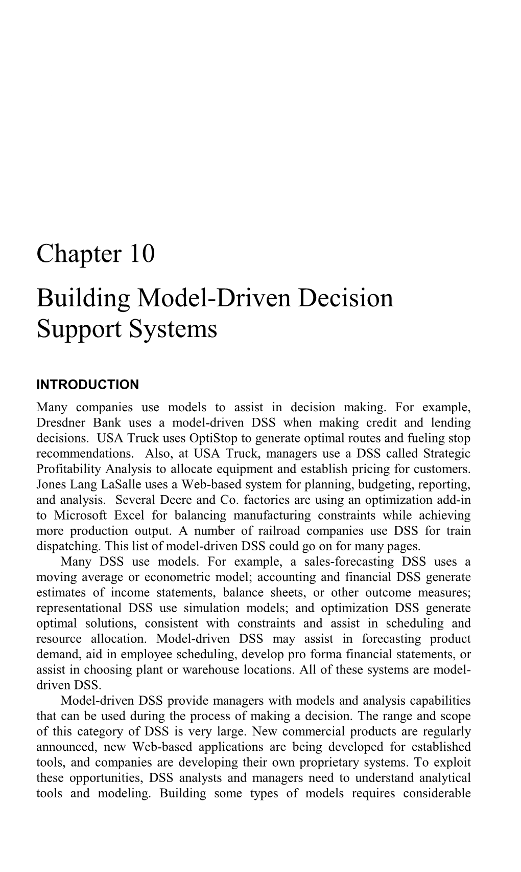 Chapter 10 Building Model-Driven Decision Support Systems