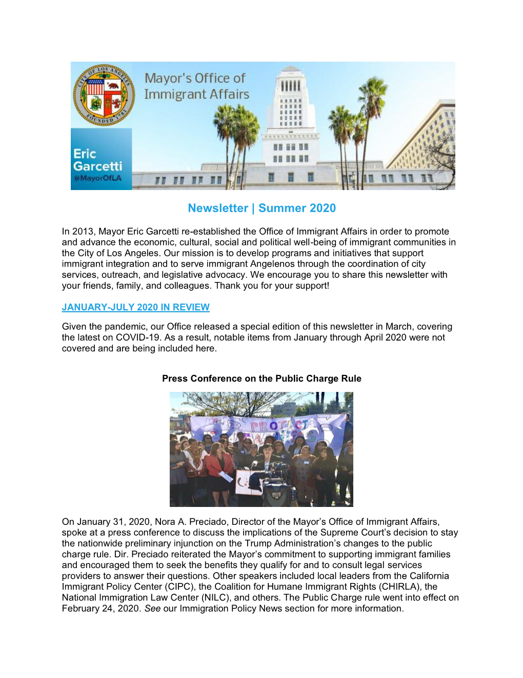 January-July 2020 Newsletter- Mayor's Office of Immigrant Affairs.Pdf