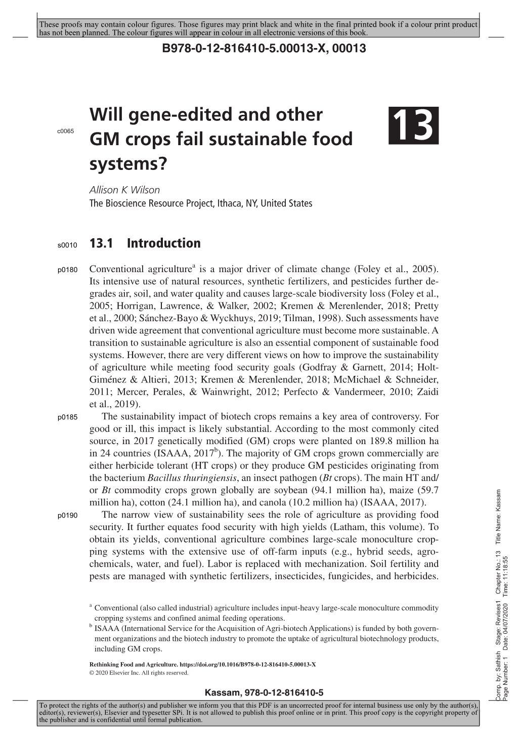 Will Gene-Edited and Other GM Crops Fail Sustainable Food Systems?