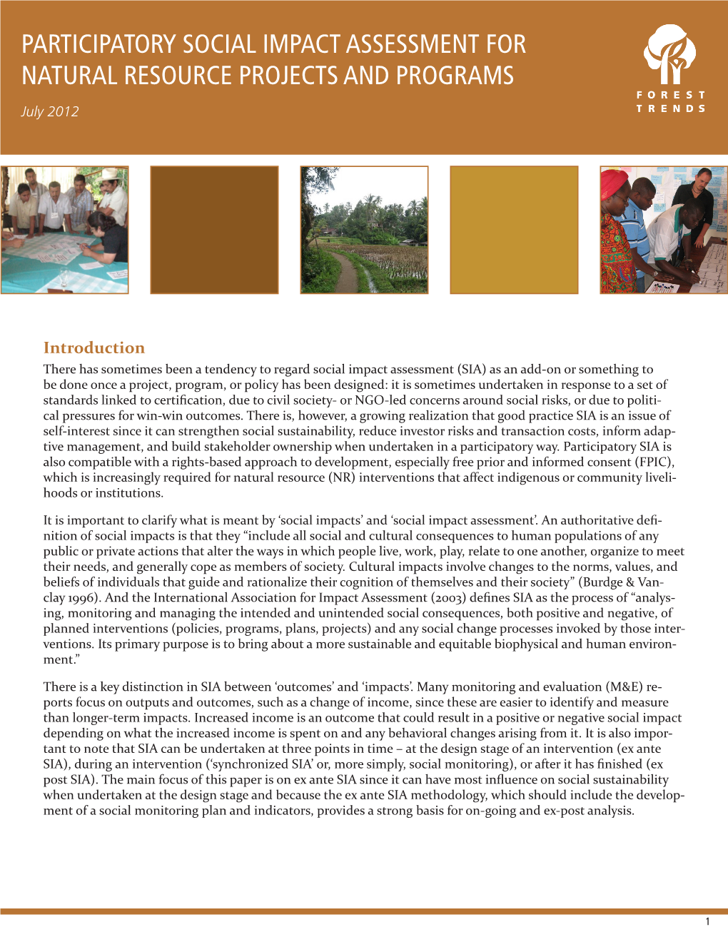 Participatory Social Impact Assessment for Natural Resource Projects and Programs