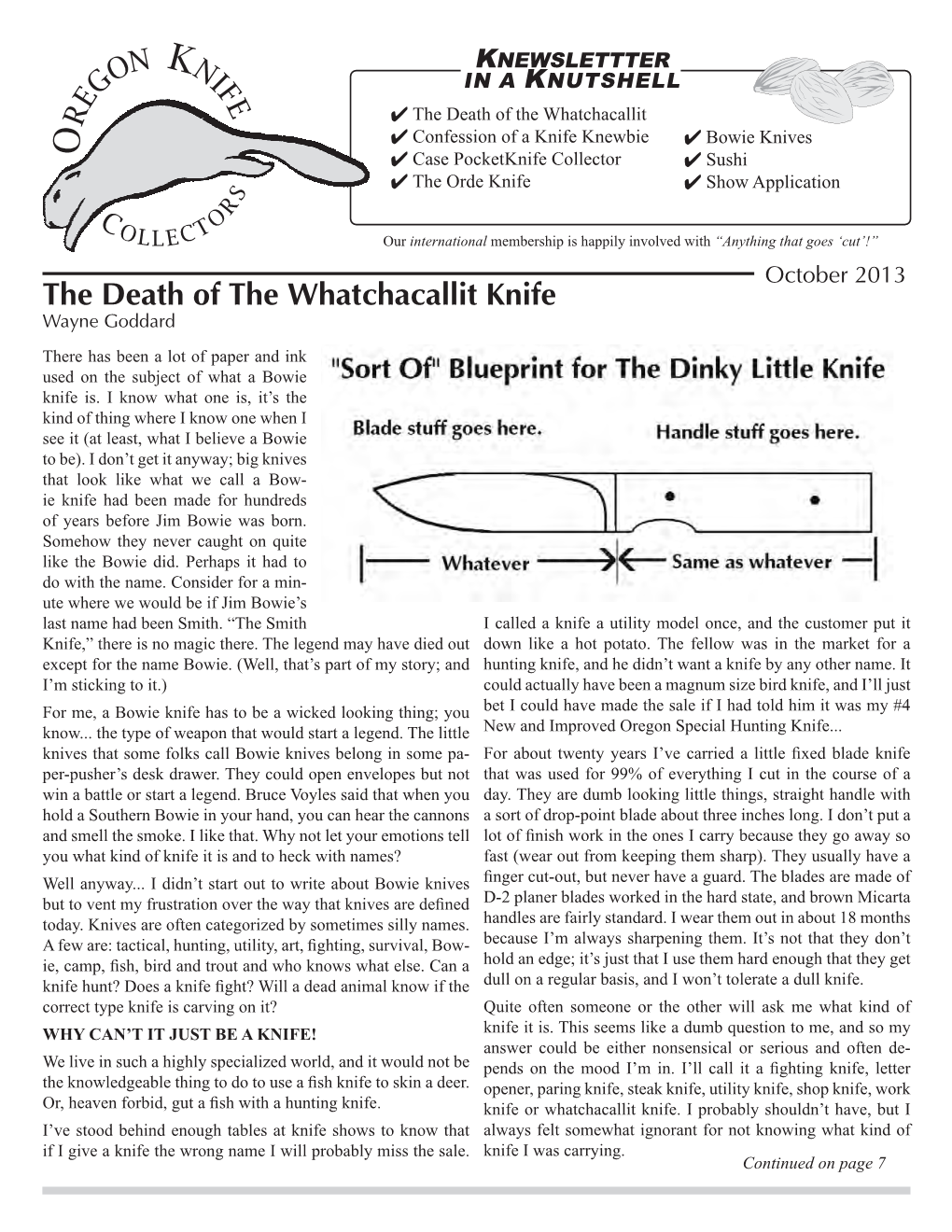 October 2013 the Death of the Whatchacallit Knife Wayne Goddard