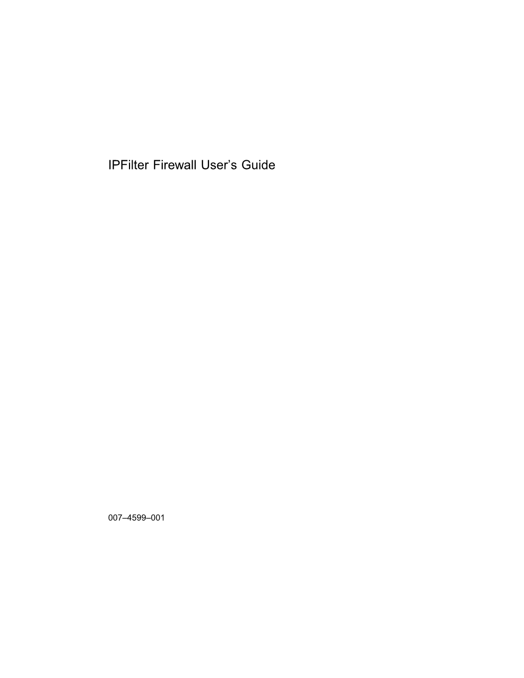 Ipfilter Firewall User's Guide