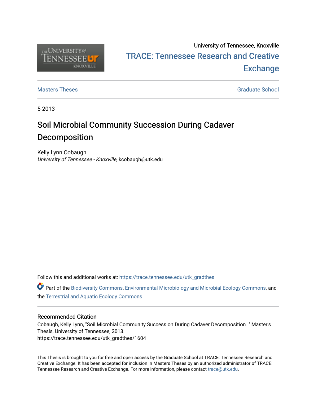 Soil Microbial Community Succession During Cadaver Decomposition