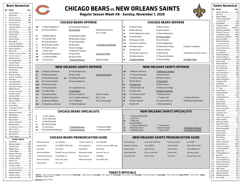 Chicago Bearsvs. New Orleans Saints