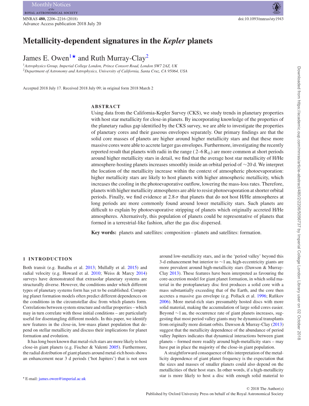 Metallicity-Dependent Signatures in the Kepler Planets