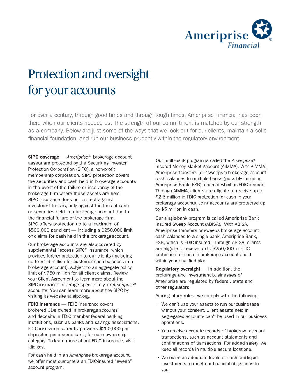Protection and Oversight for Your Accounts