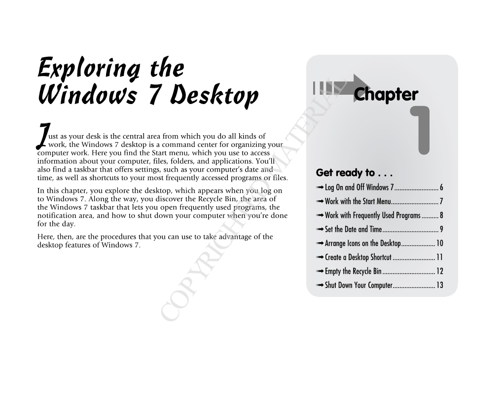 Exploring the Windows 7 Desktop ➟Chapter