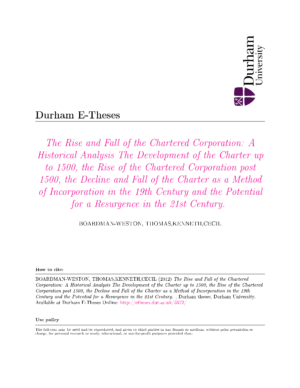 The Rise and Fall of the Chartered Corporation