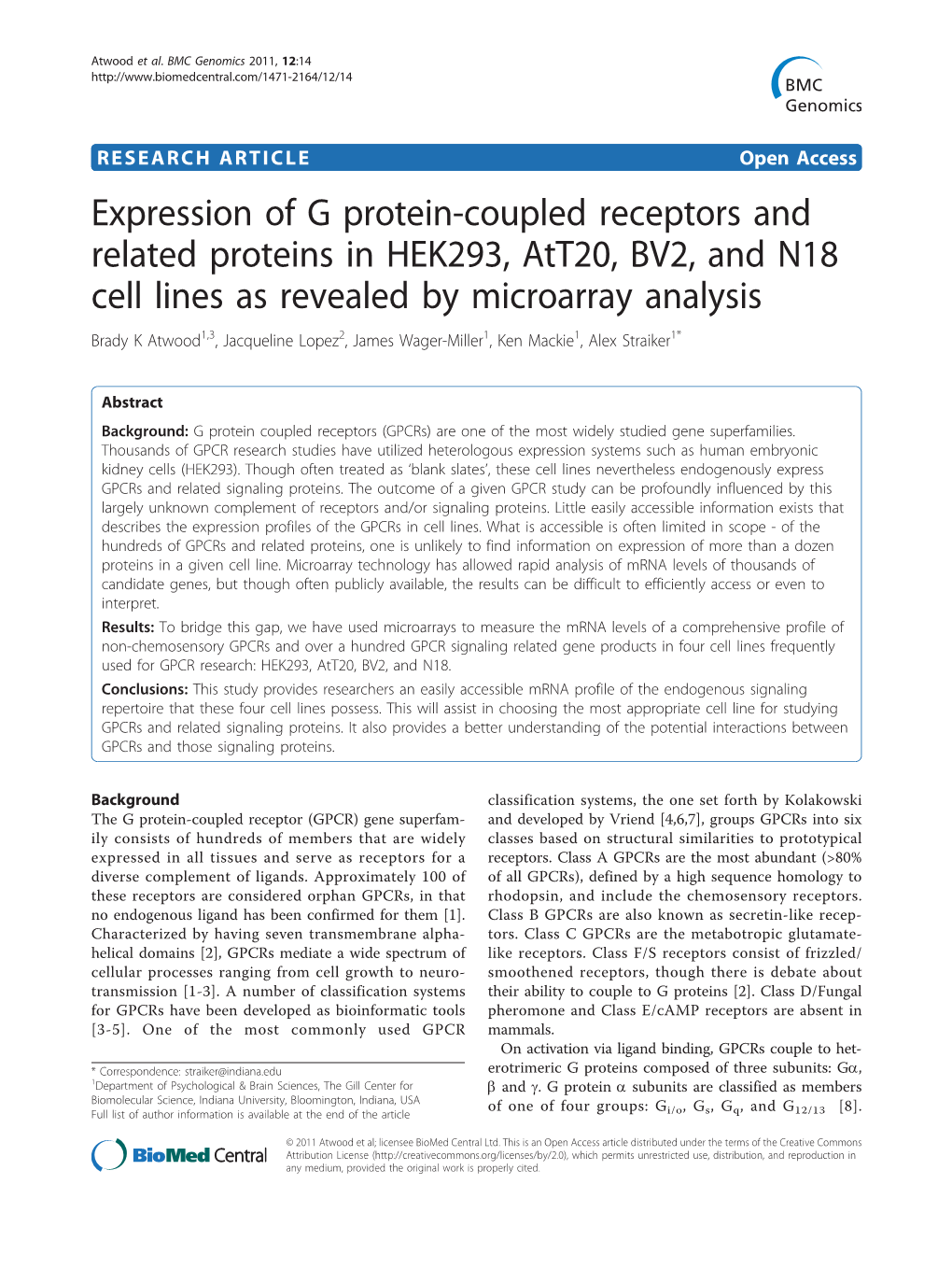 Expression of G Protein-Coupled Receptors and Related Proteins In