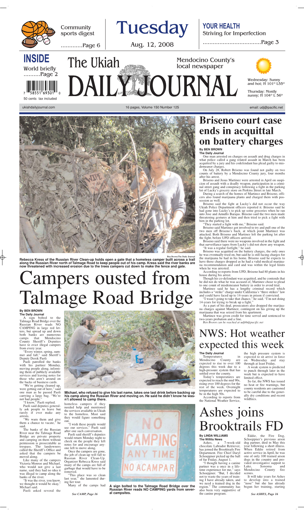 Campers Ousted from Talmage Road Bridge