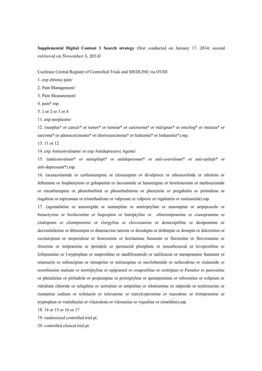 Supplemental Digital Content 1 Search Strategy (First Conducted on January 17, 2014; Second Retrieval on November 5, 2014)