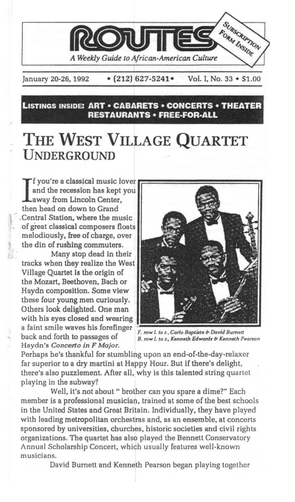 The West Village Quartet Underground