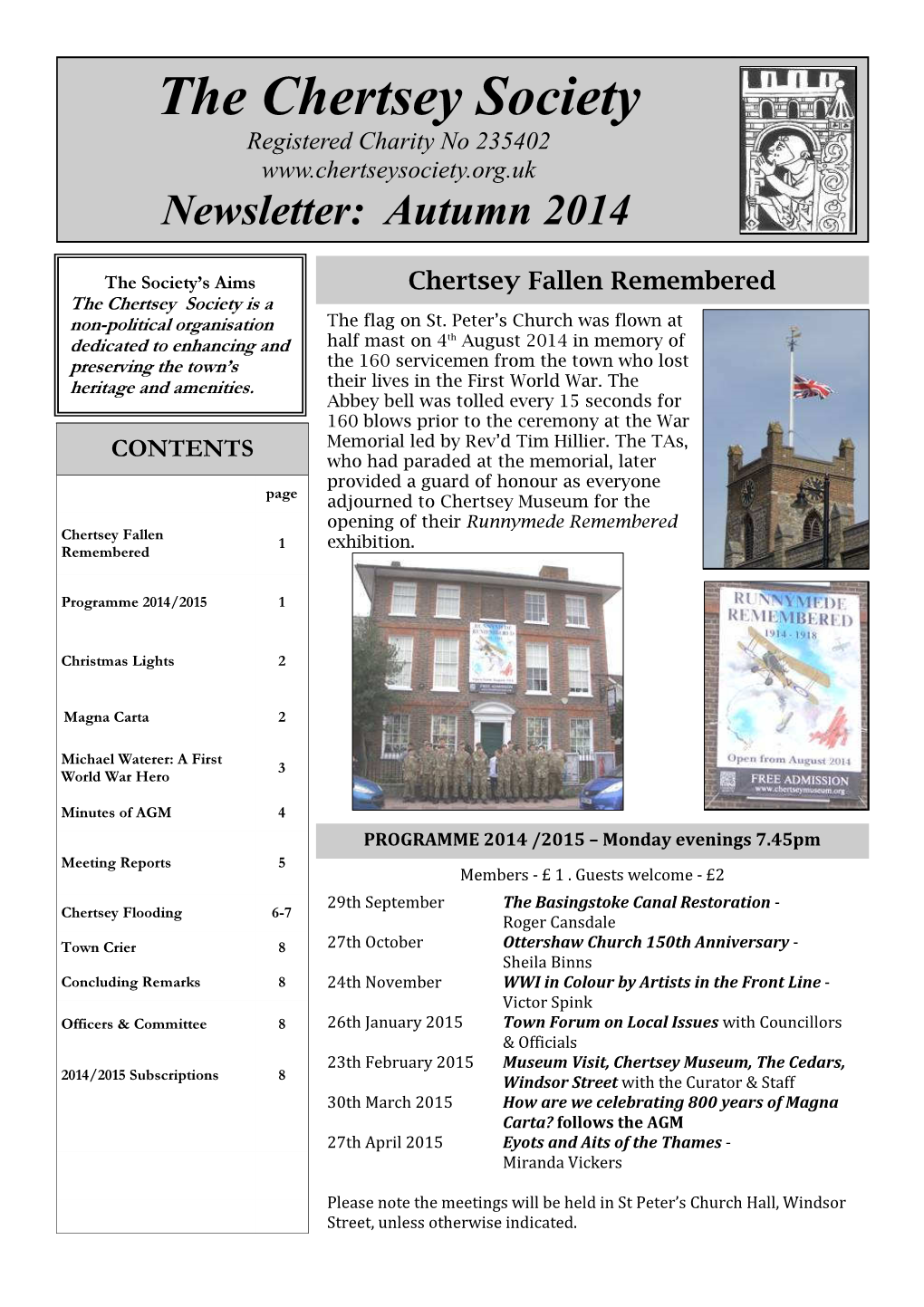 Chertsey Soc Newsletter September 2014