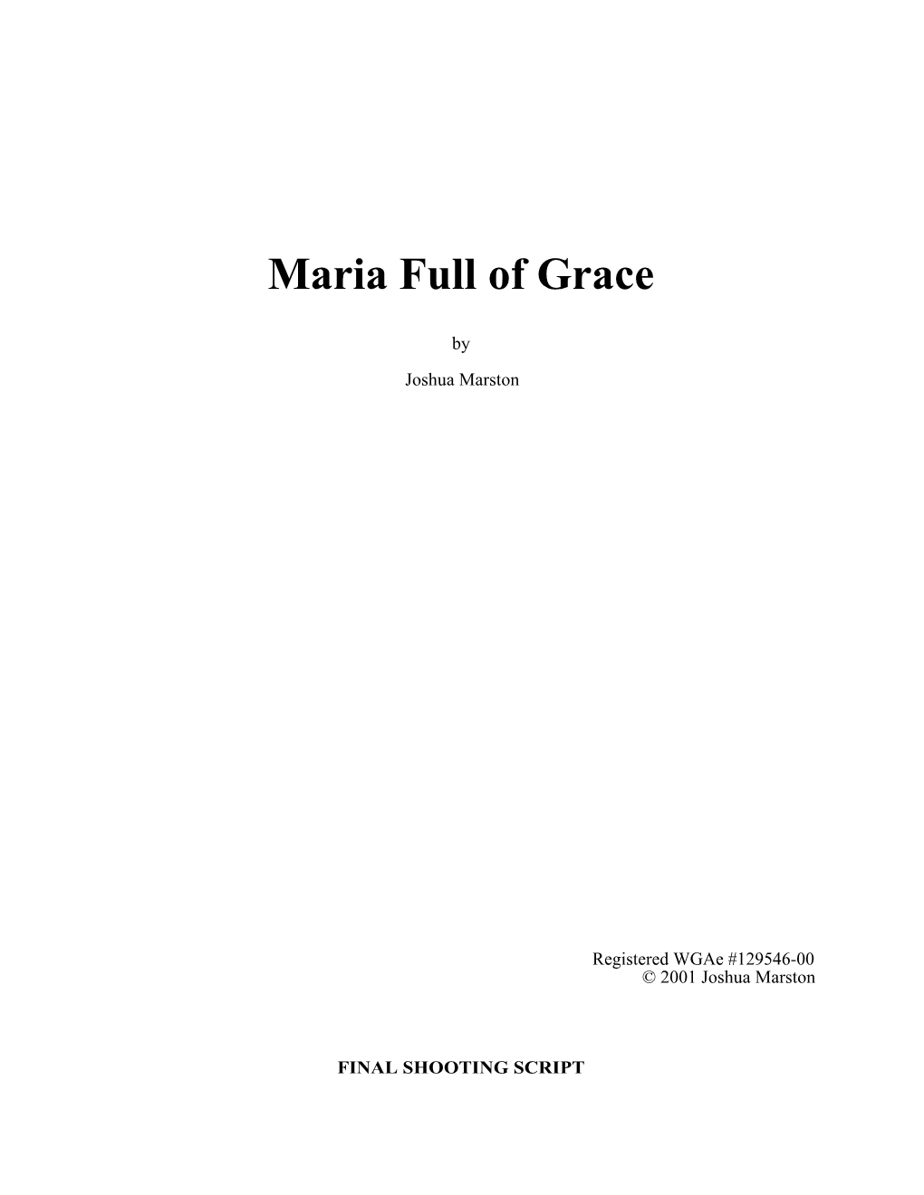 Maria Full of Grace