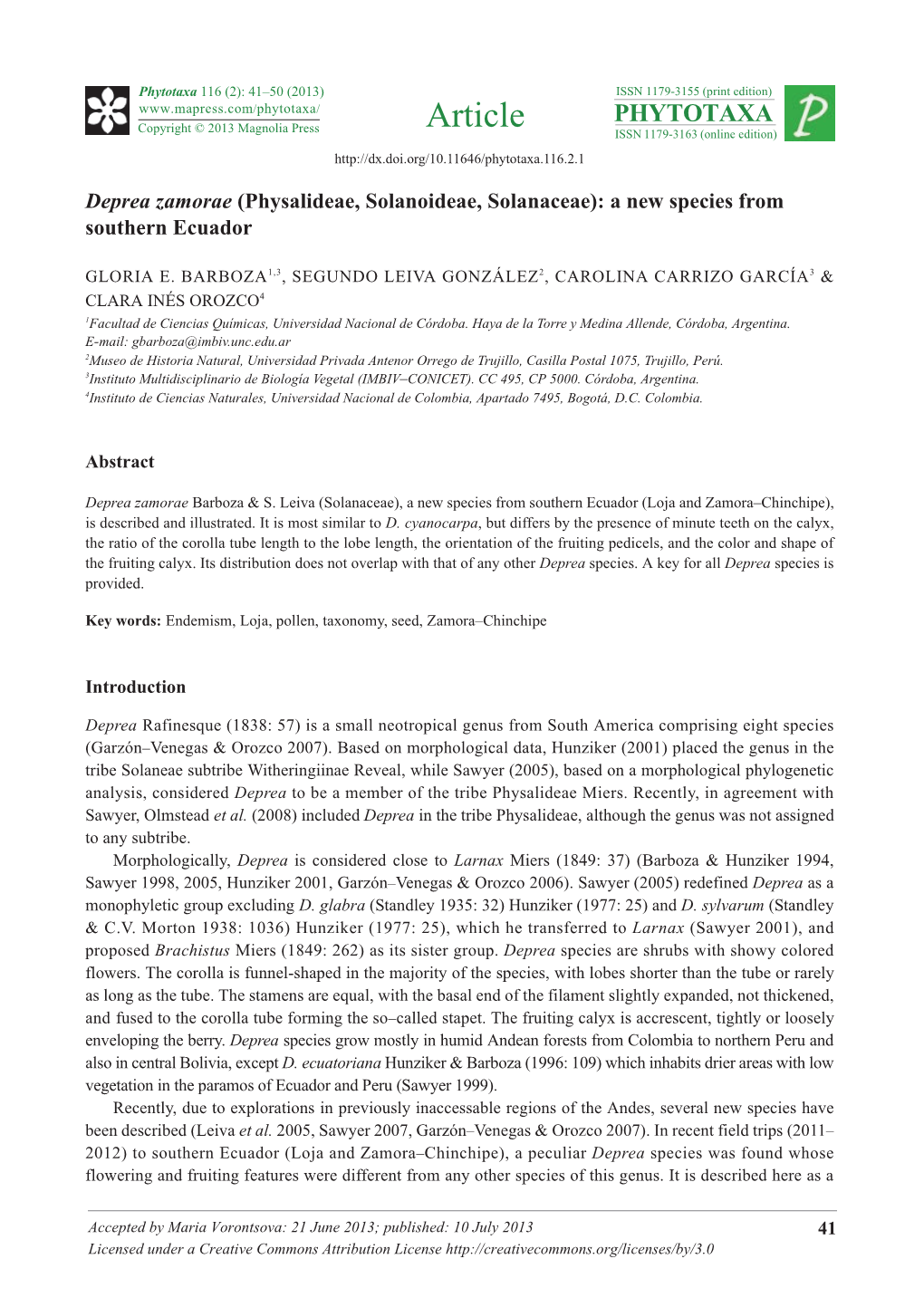 Physalideae, Solanoideae, Solanaceae): a New Species from Southern Ecuador