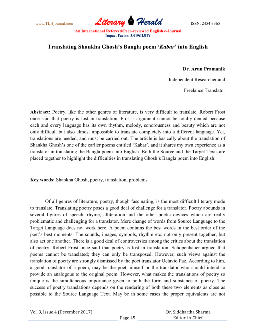 Literary Herald ISSN: 2454-3365 an International Refereed/Peer-Reviewed English E-Journal Impact Factor: 3.019(IIJIF)