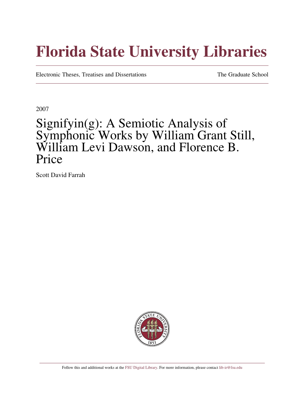 A Semiotic Analysis of Symphonic Works by William Grant Still, William Levi Dawson, and Florence B