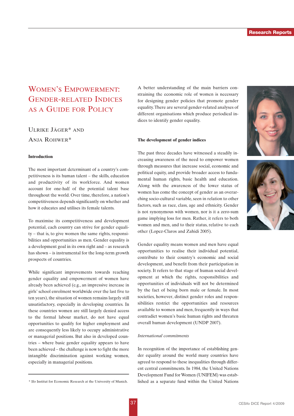 Women's Empowerment: Gender-Related Indices As a Guide for Policy