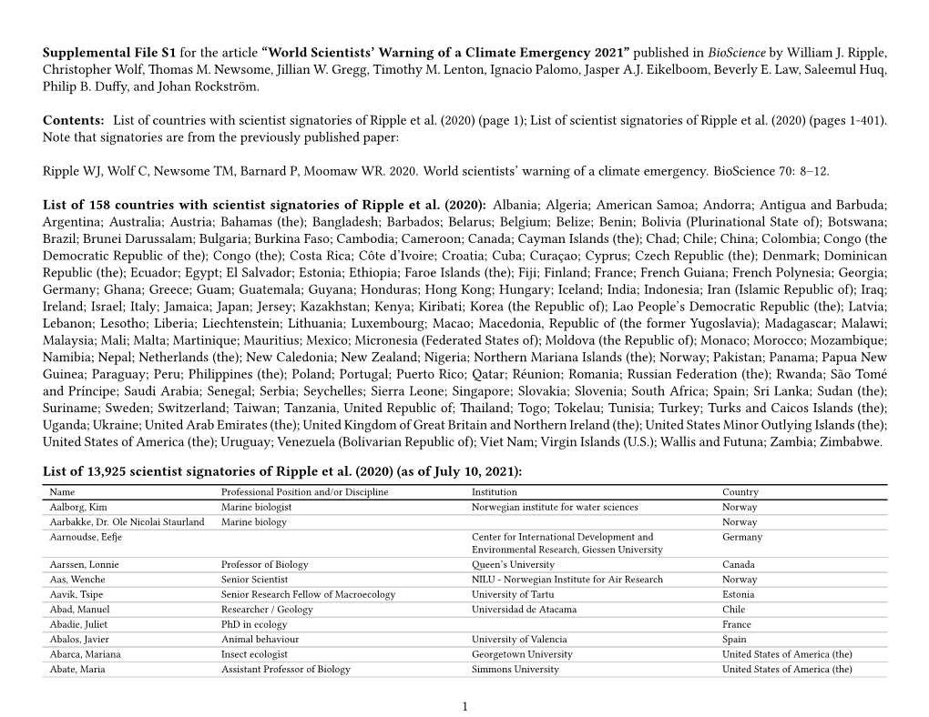 World Scientists' Warning of a Climate Emergency 2021