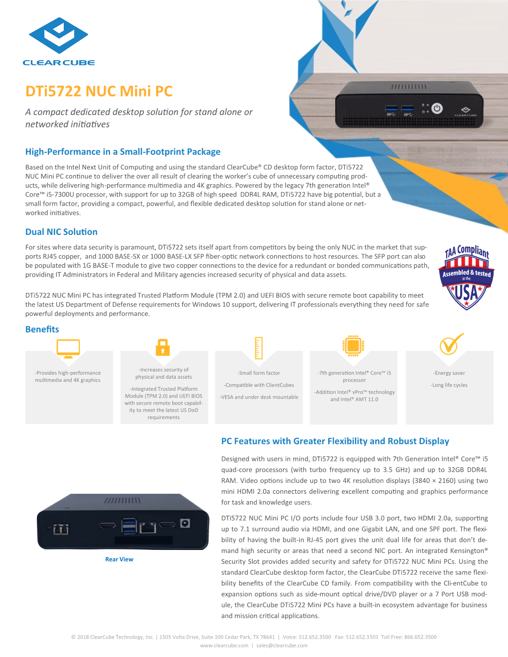 Dti5722 NUC Mini PC a Compact Dedicated Desktop Solution for Stand Alone Or Networked Initiatives