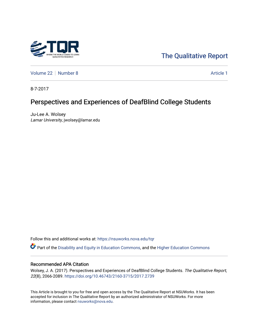 Perspectives and Experiences of Deafblind College Students