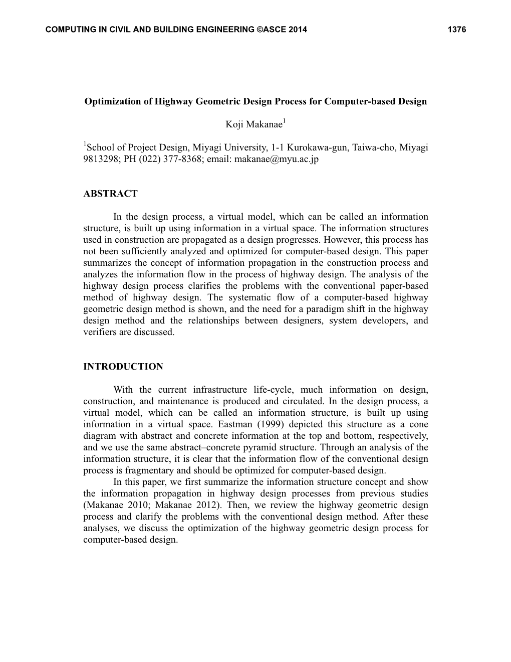 Optimization of Highway Geometric Design Process for Computer-Based Design