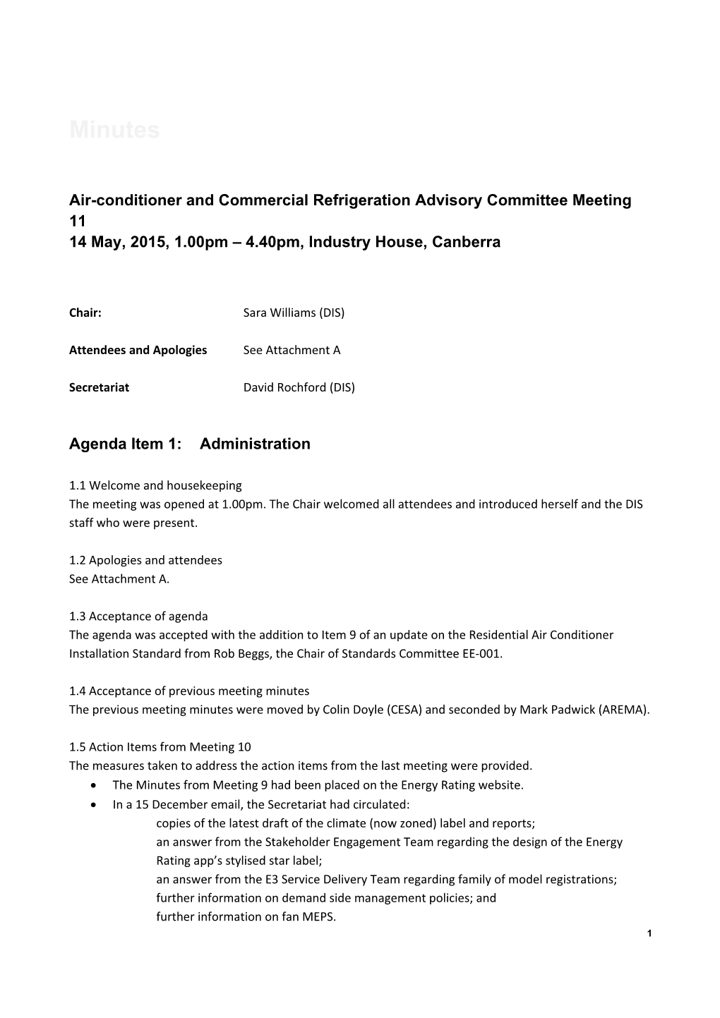 Air-Conditioner and Commercial Refrigeration Advisory Committee Meeting 11