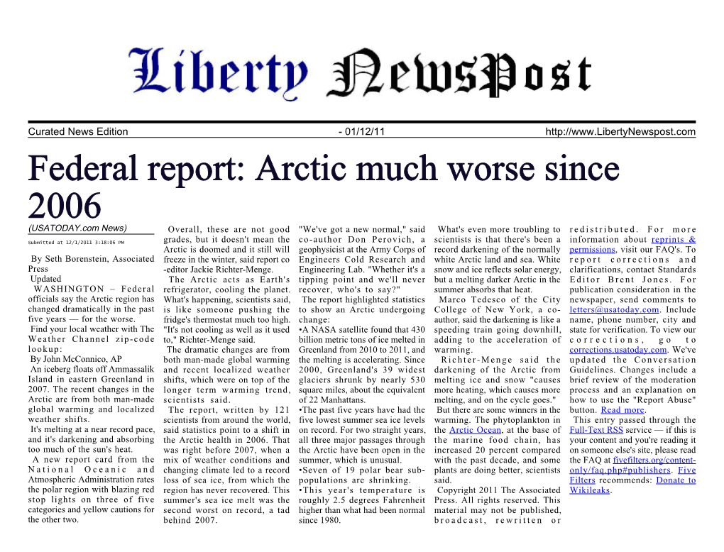 Federal Report: Arctic Much Worse Since 2006