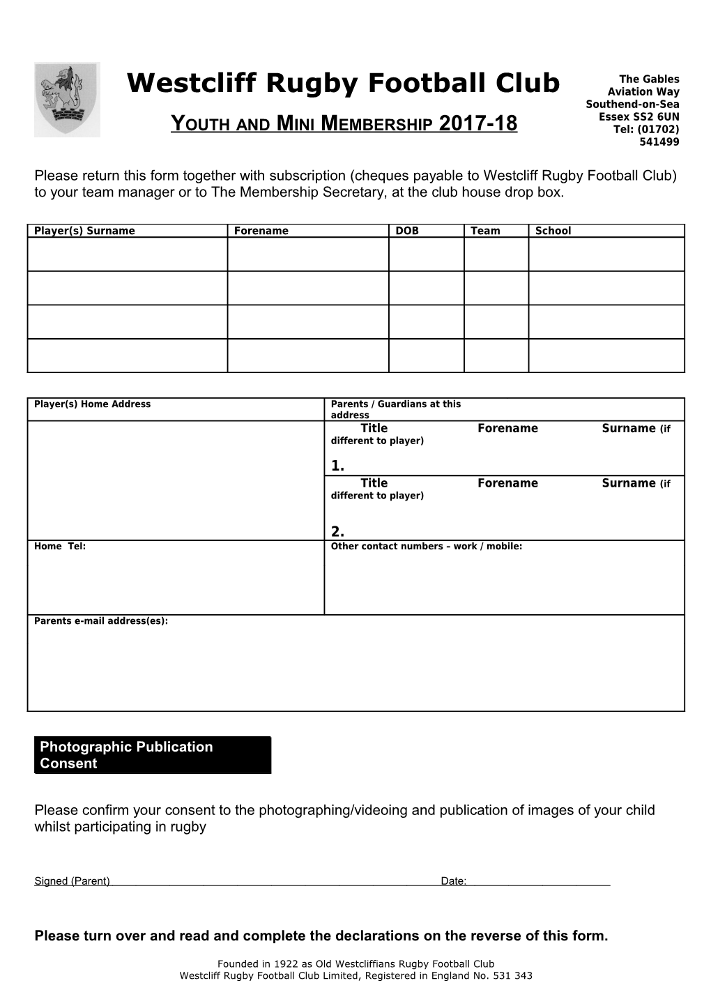 Westcliff Rugby Football Club