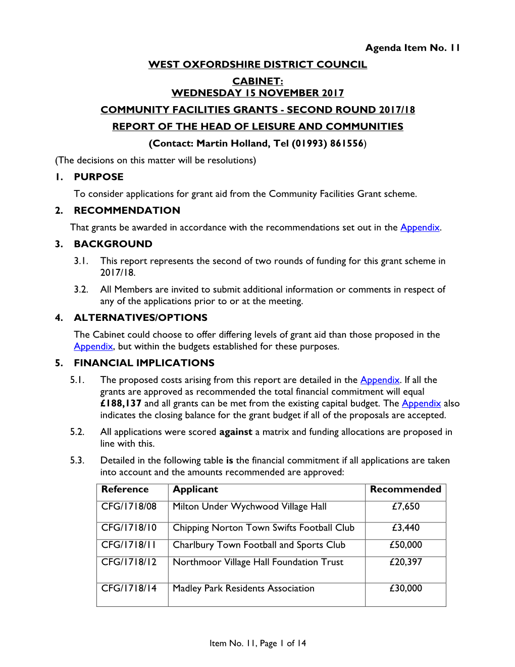 Agenda Item No. 11 WEST OXFORDSHIRE DISTRICT