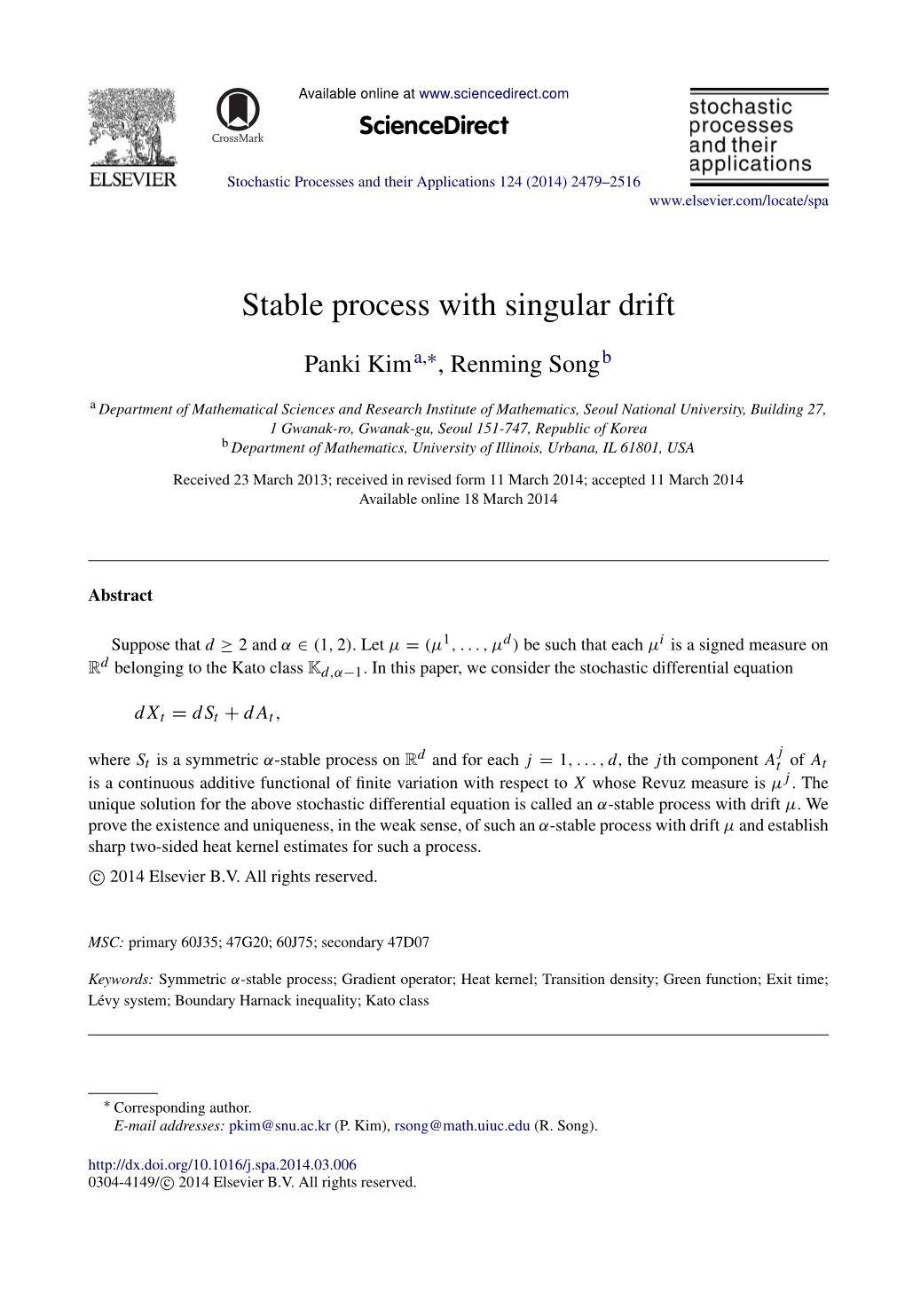 Stable Process with Singular Drift