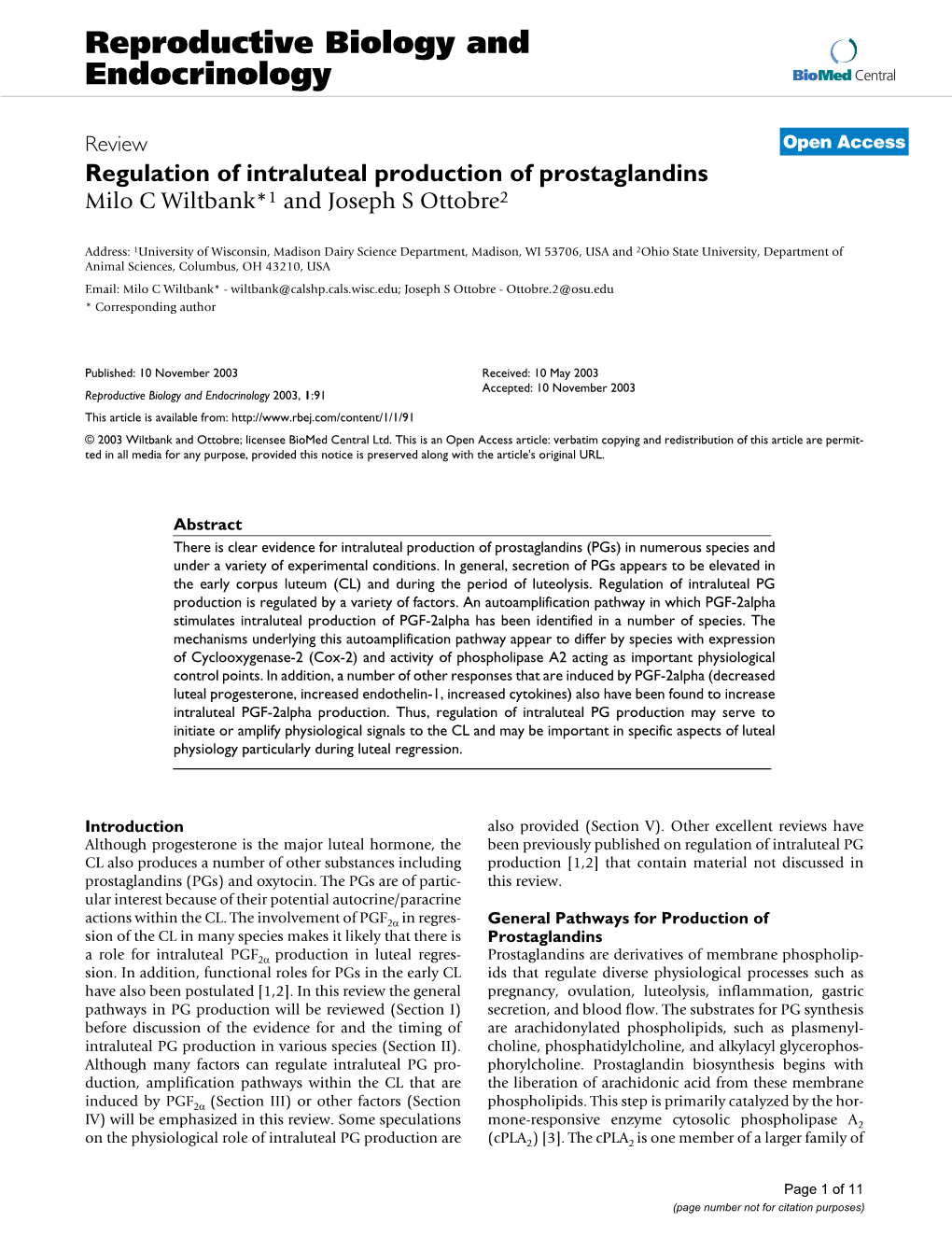 Reproductive Biology and Endocrinology Biomed Central