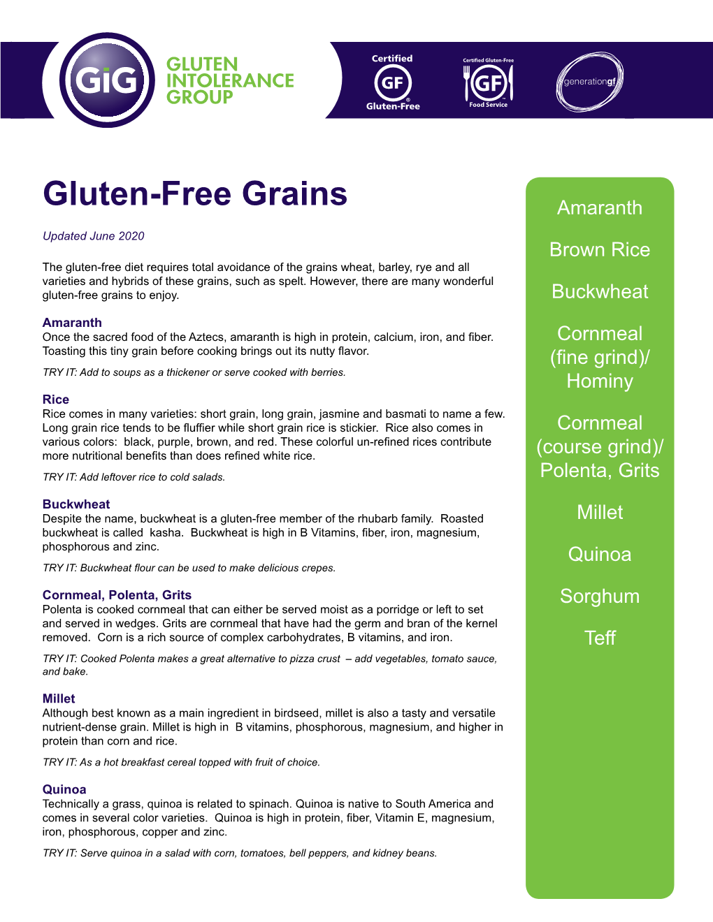 Gluten-Free Grains