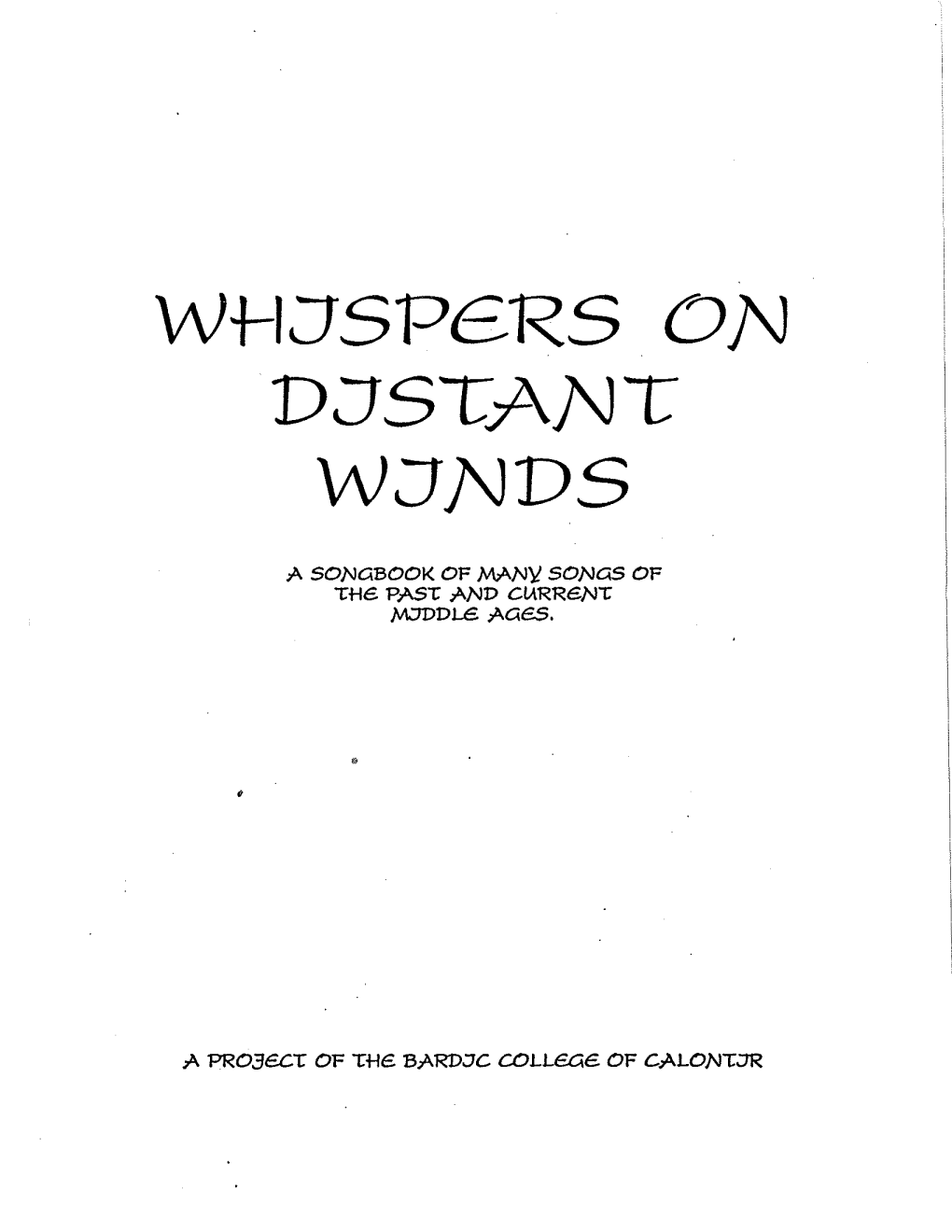 Whispers on Distant Winds Table of Contents