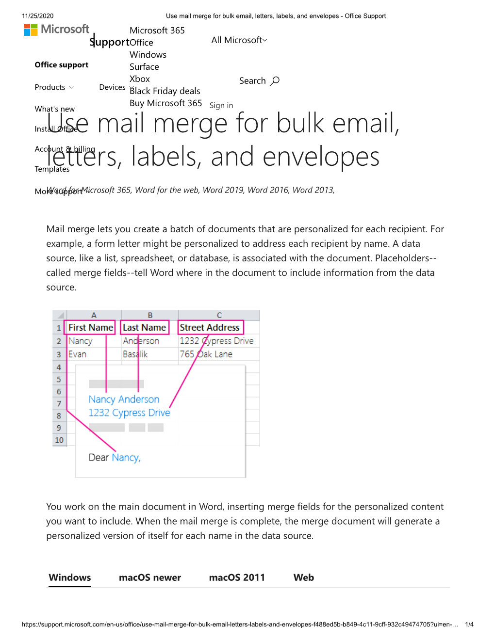 Use Mail Merge for Bulk Email, Letters, Labels, and Envelopes