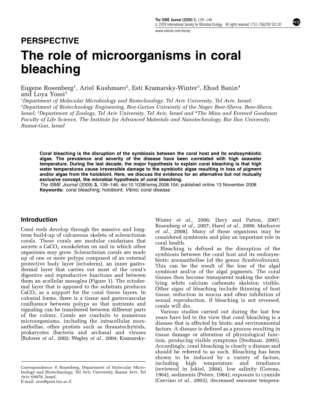 The Role of Microorganisms in Coral Bleaching