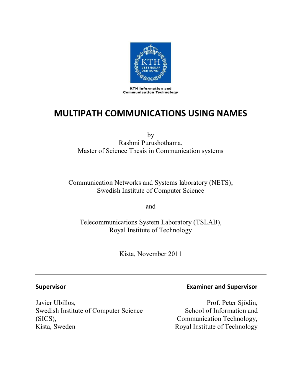 Multipath Communications Using Names