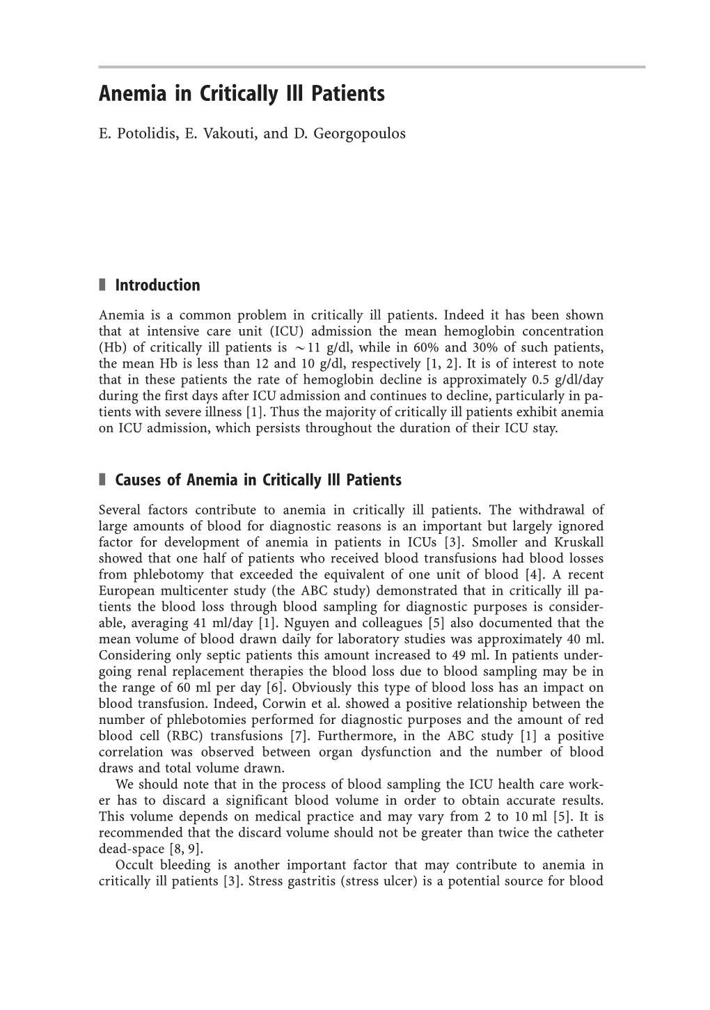 Anemia in Critically Ill Patients