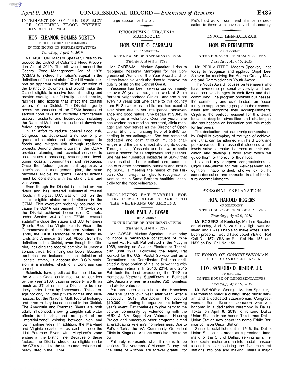 CONGRESSIONAL RECORD— Extensions of Remarks E437 HON