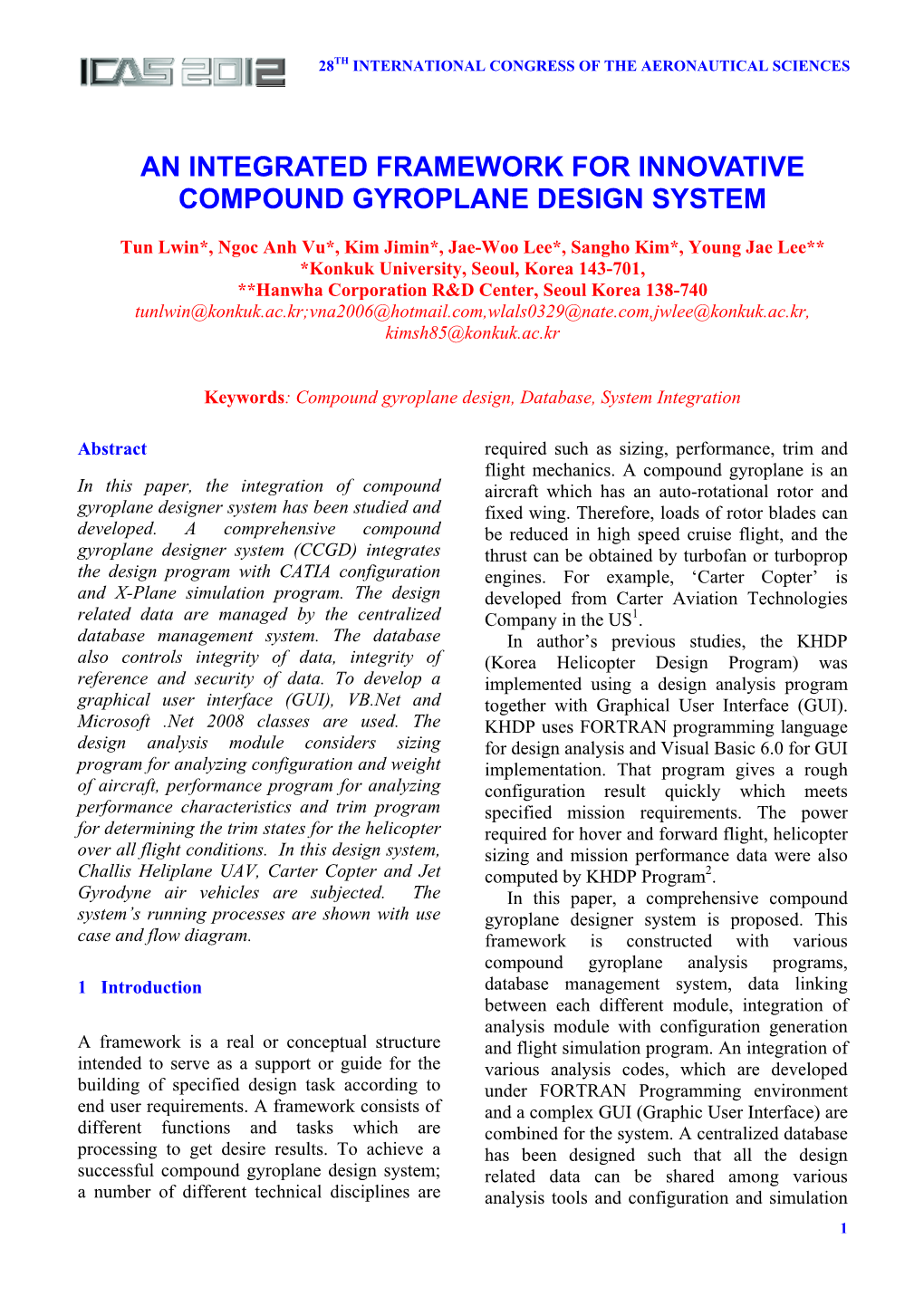 An Integrated Framework for Innovative Compound Gyroplane Design System