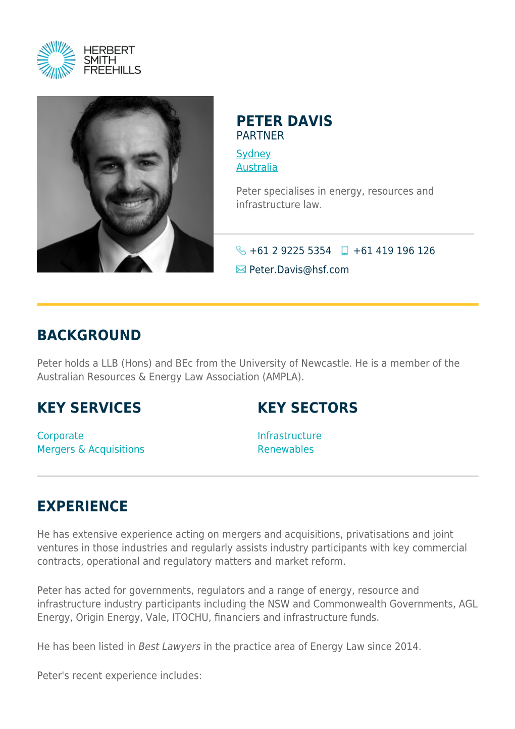 PETER DAVIS PARTNER Sydney Australia