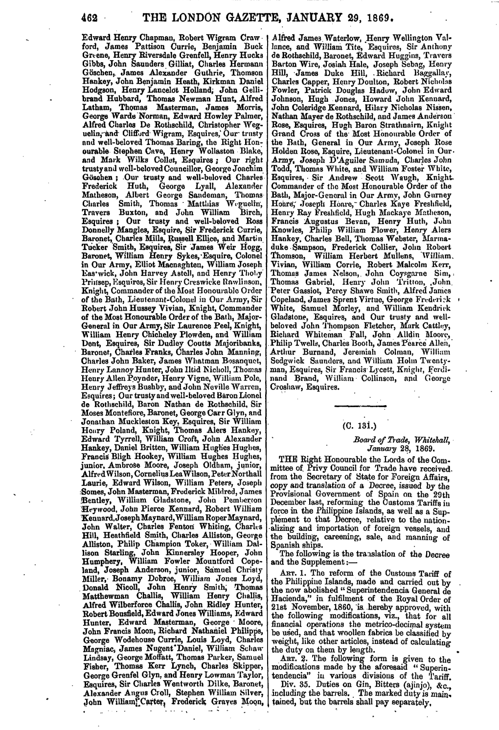 The London Gazette, Januaey 29, 1869