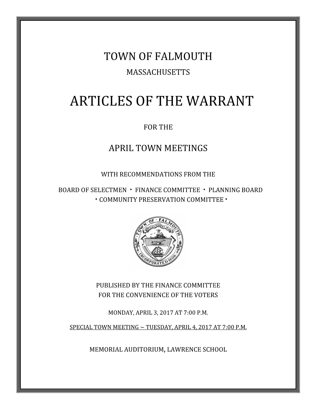 Articles of the Warrant