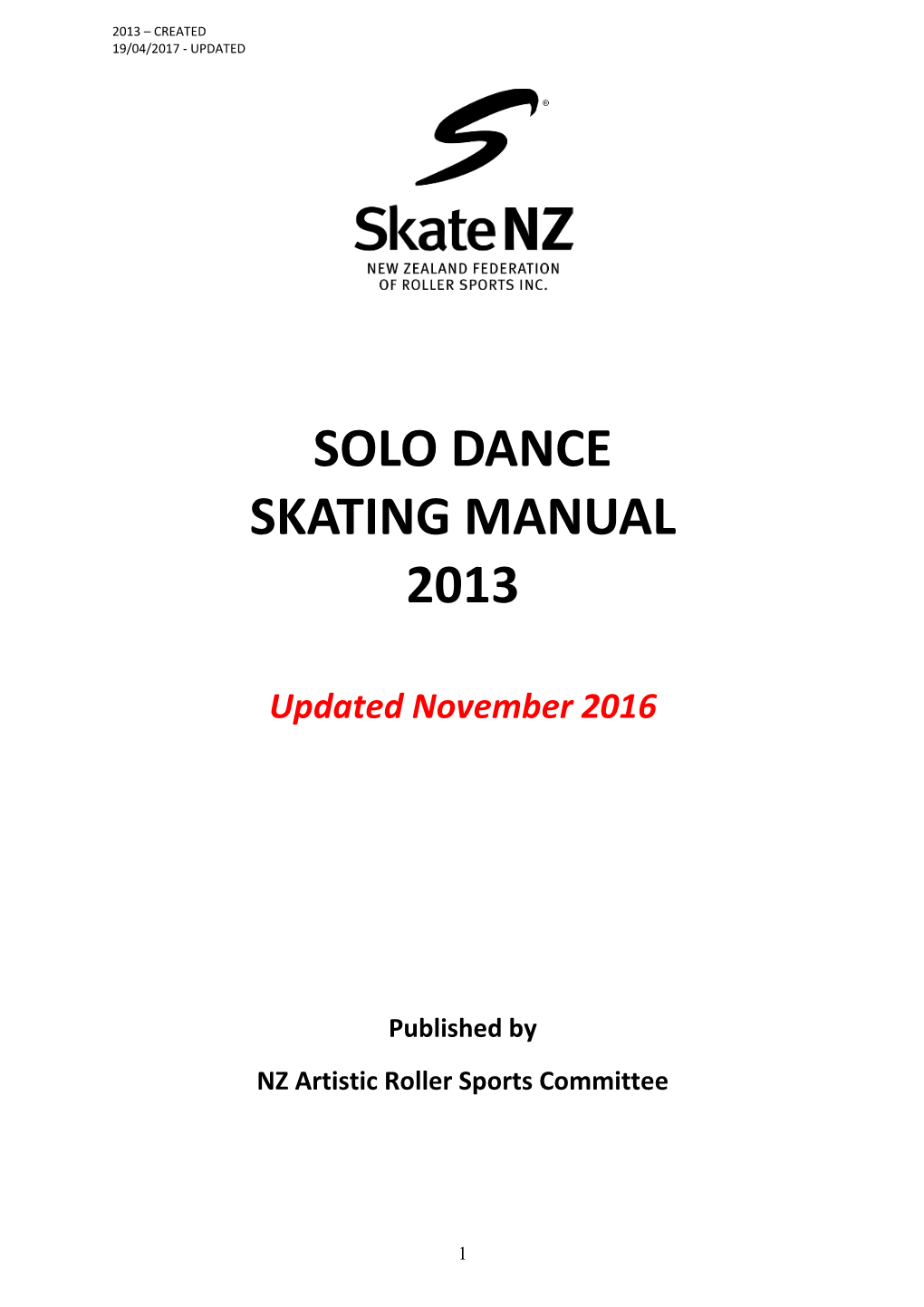 Solo Dance Skating Manual 2013