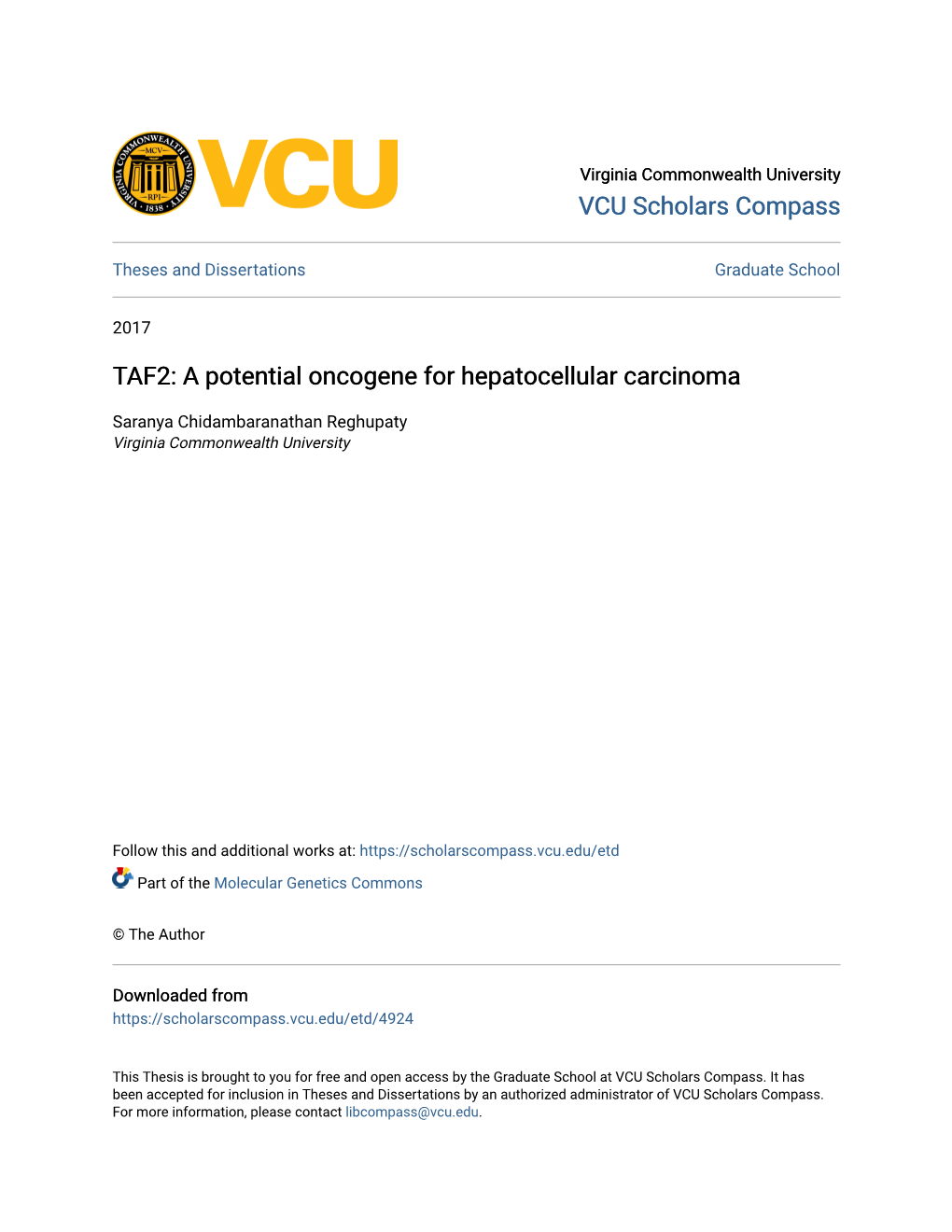 TAF2: a Potential Oncogene for Hepatocellular Carcinoma