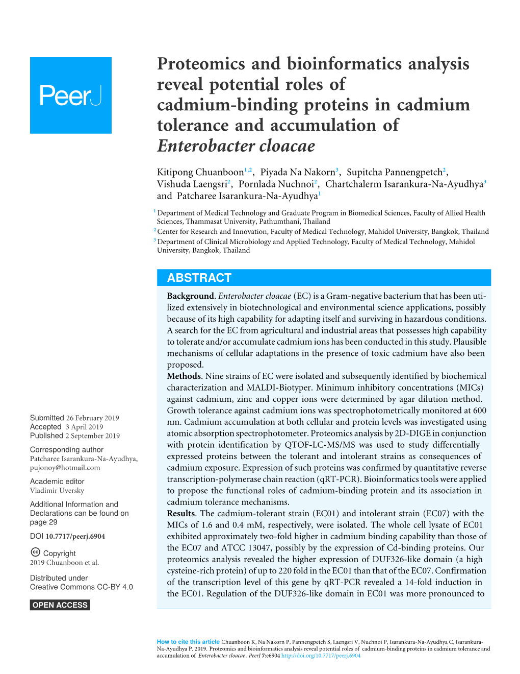 Proteomics and Bioinformatics Analysis Reveal Potential Roles of Cadmium-Binding Proteins in Cadmium Tolerance and Accumulation of Enterobacter Cloacae